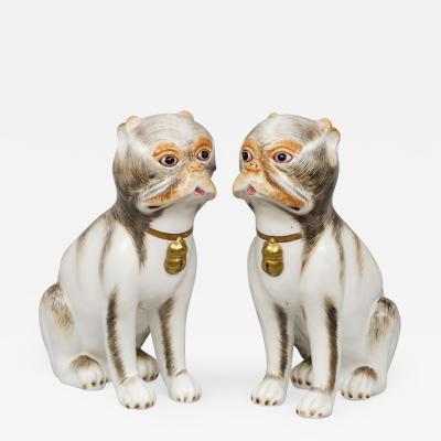 Pair of Continental Porcelain Pug Dogs