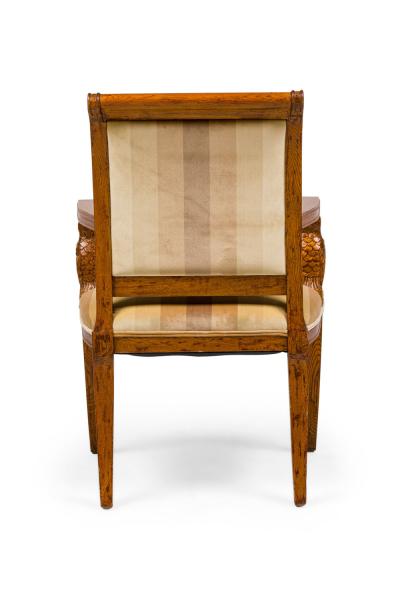 Pair of Continental Rustic Style Wooden Armchairs with Carved Owl Head Armrests