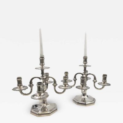Pair of Continental Silver Five Light Candelabra