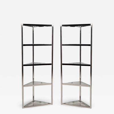 Pair of Corner Polished Stainless Steel Etegeres