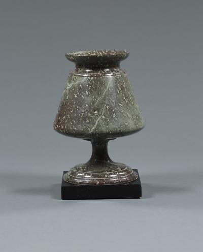 Pair of Cornish Serpentine Stone Urns of Unusual Form