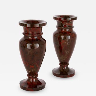 Pair of Cornish Serpentine stone urn vases