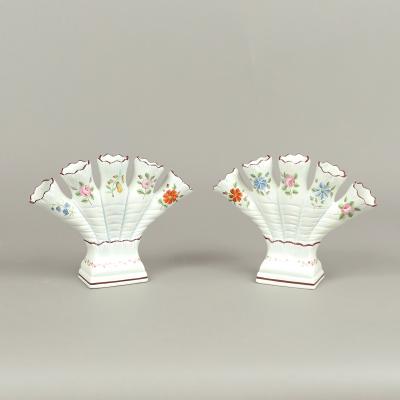 Pair of Creamware Finger Vases or Tulipieres