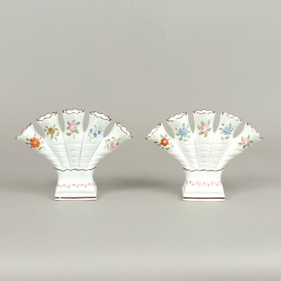 Pair of Creamware Finger Vases or Tulipieres