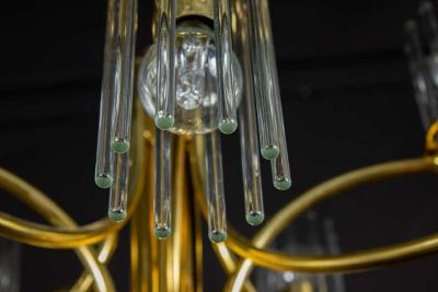Pair of Crystal Rod and Brass Chandelier or Lantern by Gaetano Sciolari 1960s