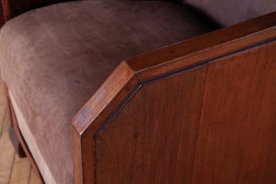 Pair of Cubist Club Chairs in Leather and Hide 1920s