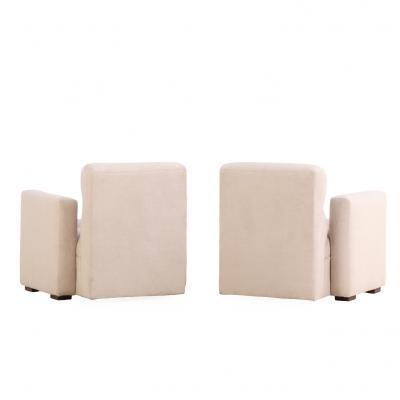 Pair of Cubist Style Upholstered Lounge Chairs C 1955 