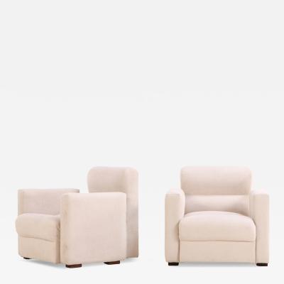 Pair of Cubist Style Upholstered Lounge Chairs C 1955 