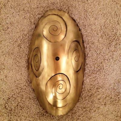 Pair of Curtis Jere Style Polished Bronze Modernist Sconces