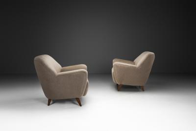 Pair of Curved Armchairs Europe ca Mid 20th Century