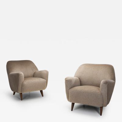 Pair of Curved Armchairs Europe ca Mid 20th Century
