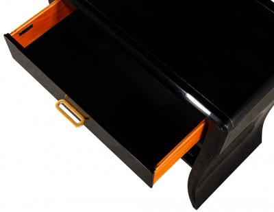 Pair of Curved Black Modern End Tables