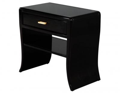 Pair of Curved Black Modern End Tables