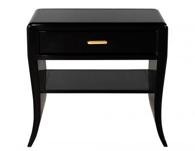 Pair of Curved Black Modern End Tables