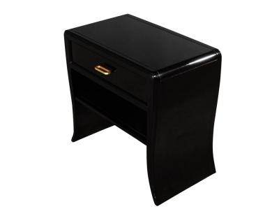 Pair of Curved Black Modern End Tables