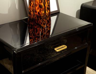 Pair of Curved Black Modern End Tables