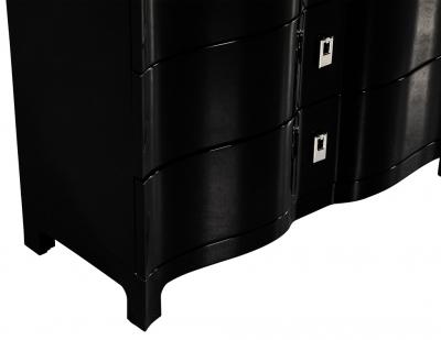 Pair of Curved Front Black Lacquered Chests