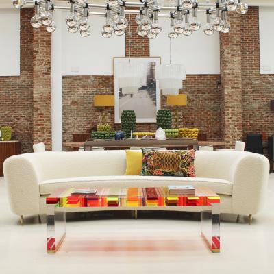 Pair of Cushions With Contemporary Jungle Print Yellow Velvet and Cotton