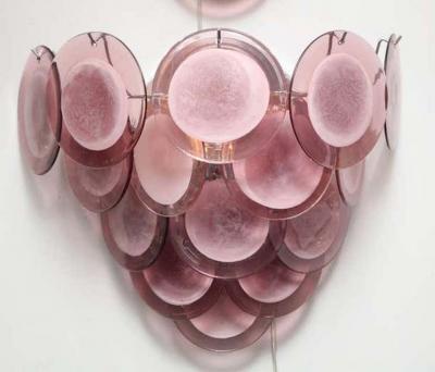 Pair of Custom Amethyst Murano Glass Disc Sconces