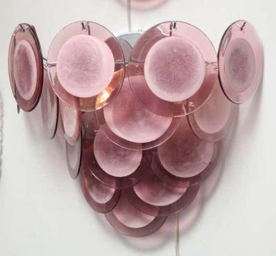 Pair of Custom Amethyst Murano Glass Disc Sconces
