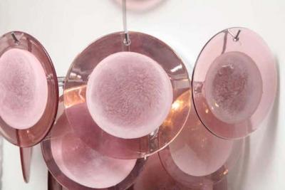 Pair of Custom Amethyst Murano Glass Disc Sconces