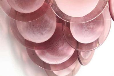 Pair of Custom Amethyst Murano Glass Disc Sconces