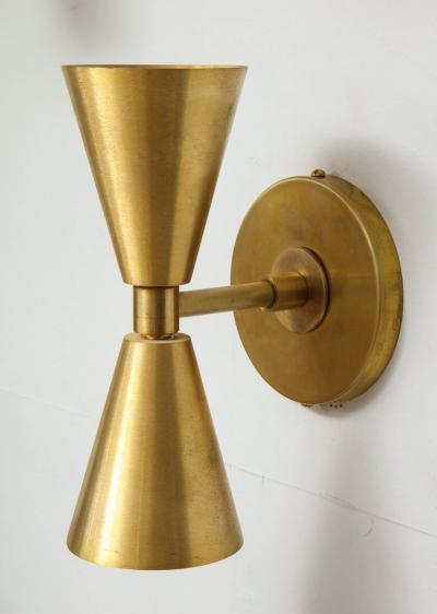 Pair of Custom Brass Sconces in the Midcentury Manner