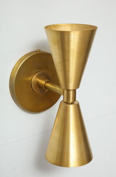 Pair of Custom Brass Sconces in the Midcentury Manner