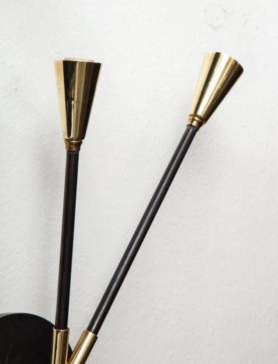 Pair of Custom Brass and Bronze Sconces Inspired by Midcentury Design