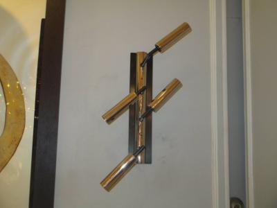 Pair of Custom Four Arm Bronze and Nickel Plated Sconces