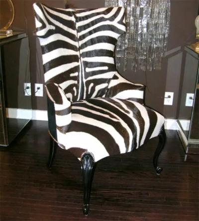 Pair of Custom Genuine Zebra Hammerhead Chairs