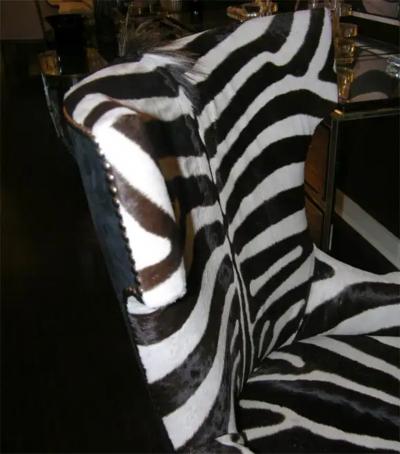 Pair of Custom Genuine Zebra Hammerhead Chairs