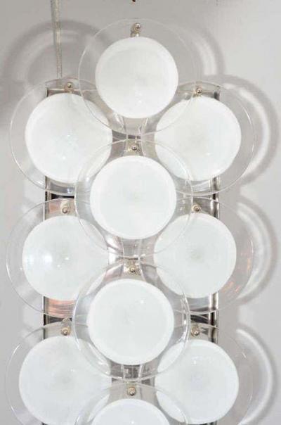 Pair of Custom Long Disc Sconces in the Manner of Vistosi