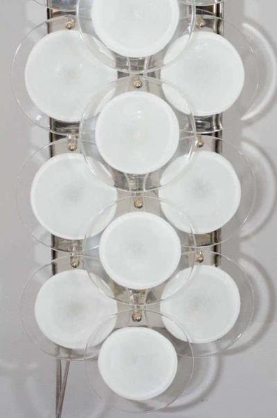 Pair of Custom Long Disc Sconces in the Manner of Vistosi