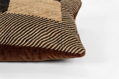 Pair of Custom Lumbar Cushions from Vintage African Kuba Cloth