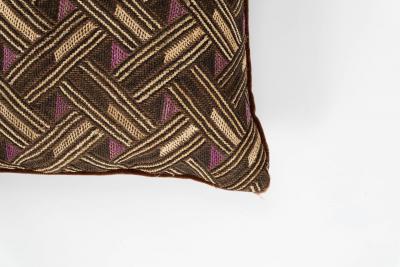 Pair of Custom Lumbar Cushions from Vintage African Kuba Cloth