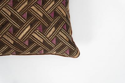 Pair of Custom Lumbar Cushions from Vintage African Kuba Cloth