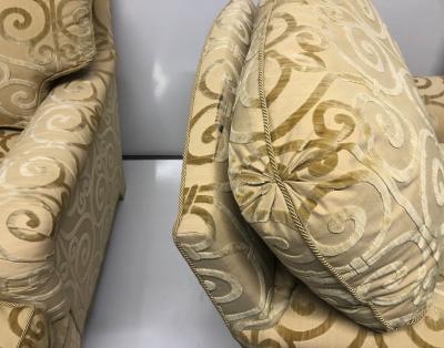Pair of Custom Made Damask Velvet Lounge Chairs
