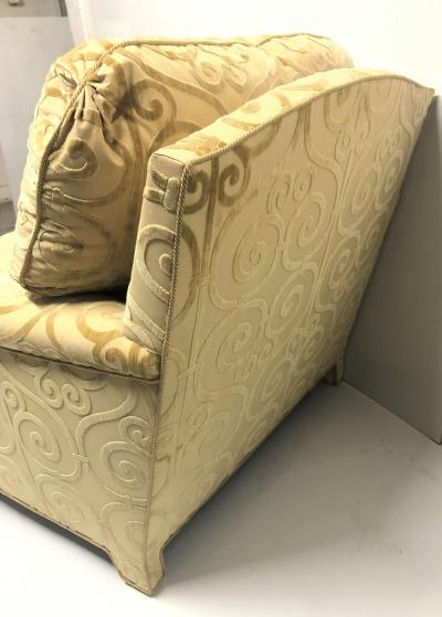 Pair of Custom Made Damask Velvet Lounge Chairs