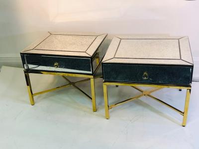 Pair of Custom Made Mirrored Night Stands