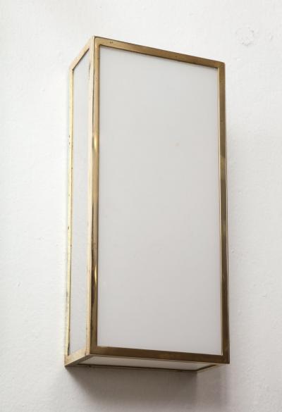 Pair of Custom Milk Glass and Brass Sconces