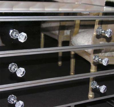 Pair of Custom Mirrored Silver Trim Commodes