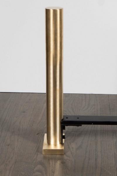 Pair of Custom Modernist Brushed Brass Cylindrical Form Andirons