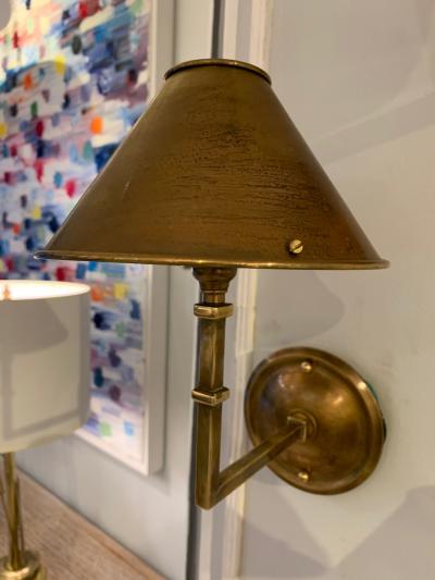 Pair of Custom Patinated Brass Sconces