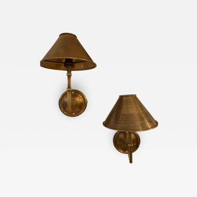 Pair of Custom Patinated Brass Sconces