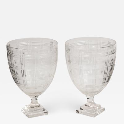 Pair of Cut Crystal Urns