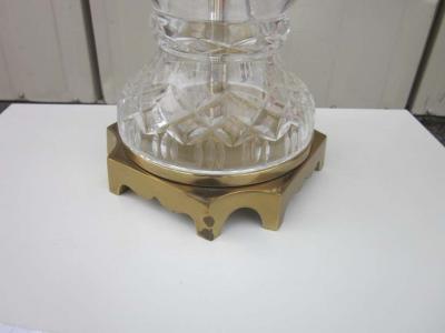 Pair of Cut Crystal and Brass Lamps