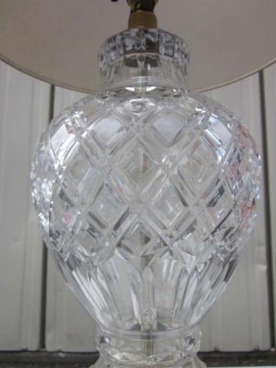 Pair of Cut Crystal and Brass Lamps