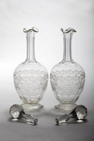 Pair of Cut Glass Decanters