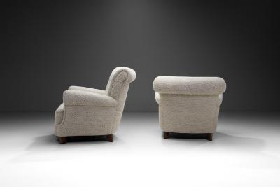 Pair of Danish Cabinetmaker Armchairs with Lacquered Walnut Legs Denmark 1940s